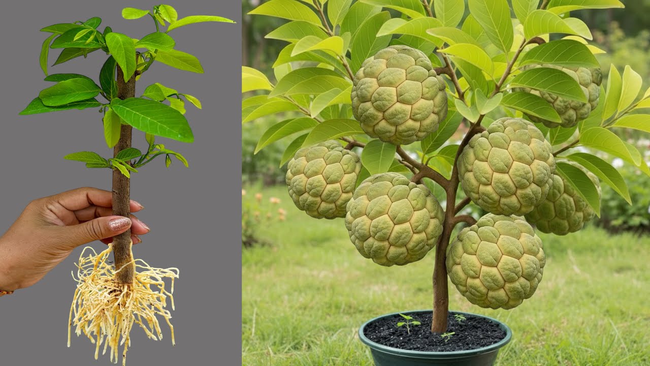 How To Propagate Sweetsop Tree From Cutting With Egg and Aloe Vera, how to growing sweetsop tree
