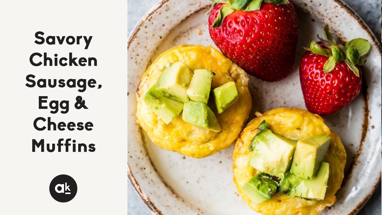 Savory Chicken Sausage, Egg & Cheese Muffins (keto + low carb)