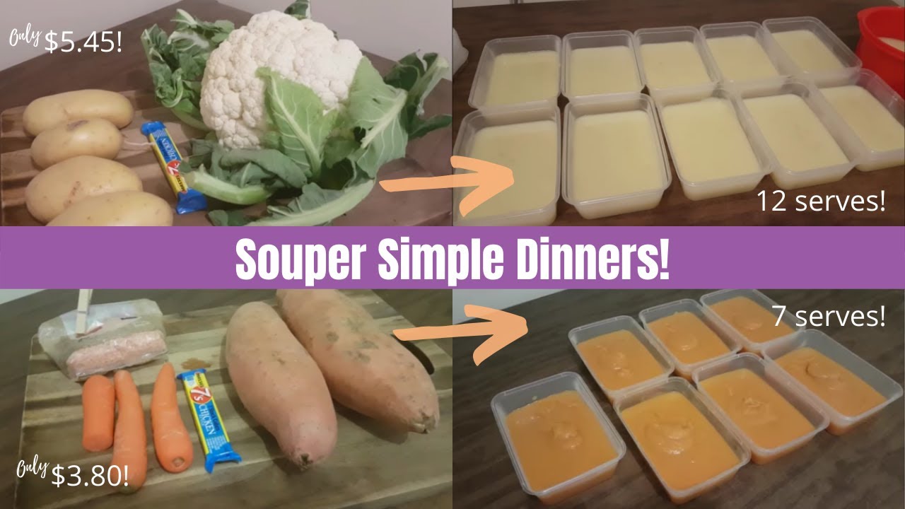 Cheap & Easy Batch Cooking Meals - Cauliflower and Sweet Potato Soups | Cook with me!