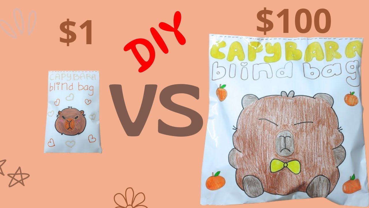 Unboxing blind bag capybara 1$ vs 1000$ | ASMR | paper diy | artyuk