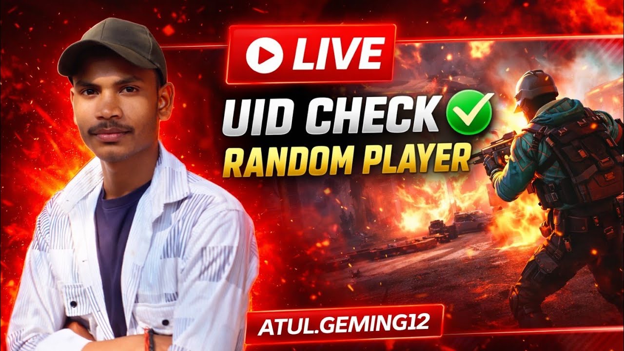 Free Fire MAX Live 🔴 UID Check With Random Player | ATUL.GEMING12