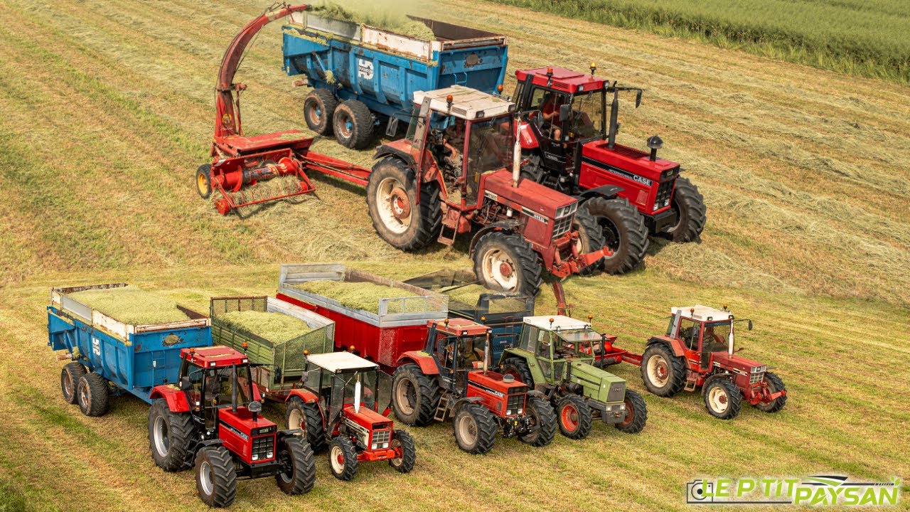 🔊🔴 DOUBLE DE 1455XL à l'Ensilage d'Herbe 🌱 ! I IH 1055XL & 744 + FENDT 600 LSA 💨🚜