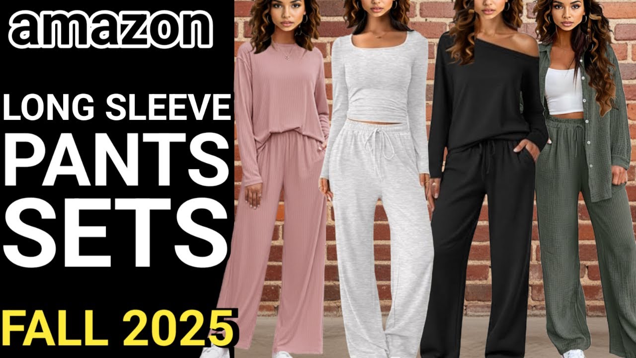 🔥10 BEST SELLING  2 PIECE LOUNGE MATCHING LONG SLEEVE PANTS SETS ON AMAZON model try on haul