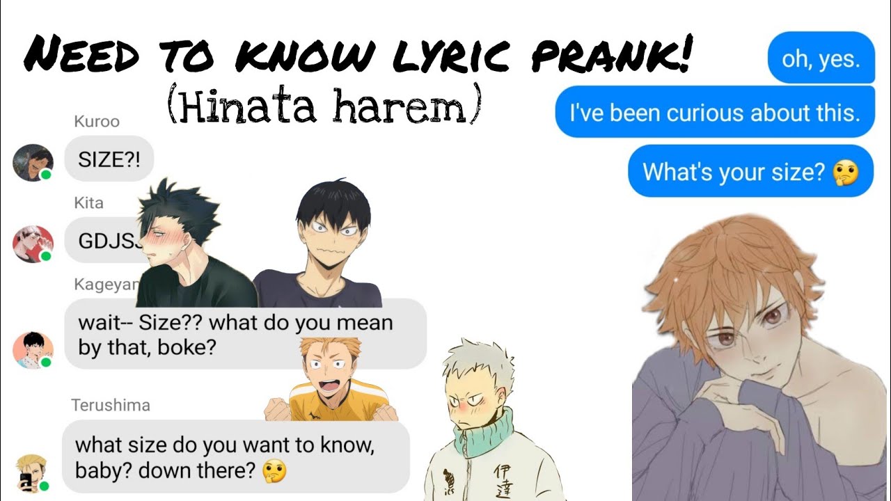 HAIKYUU LYRIC PRANK: Need to know 🔞 (Hinata harem)