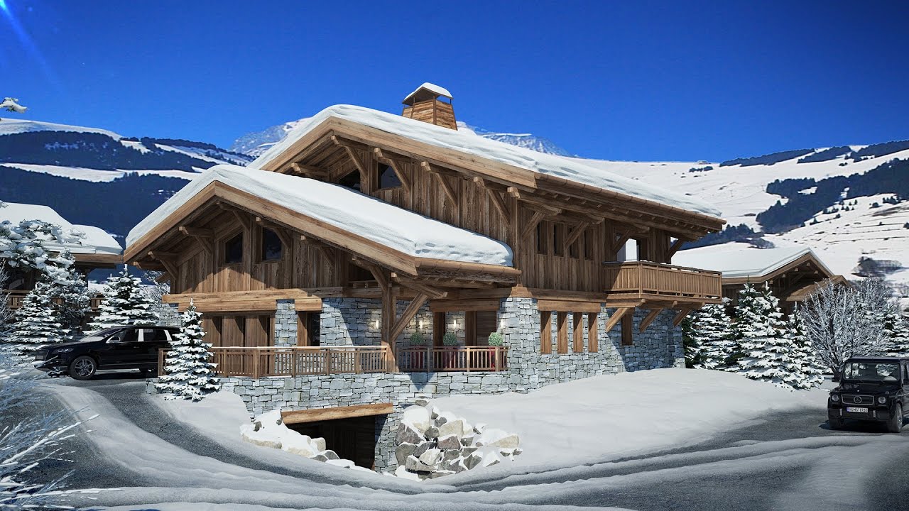 Chalet Divinity à Megève Film 3D Vue 3D. Architecture 3D. Chalet 3D