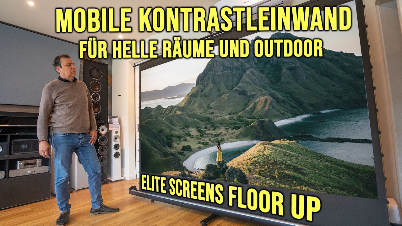 Endlich! Portable Boden-Leinwand mit echtem Tension Kontrast Tuch! EliteScreens EZ Cinema Plus.