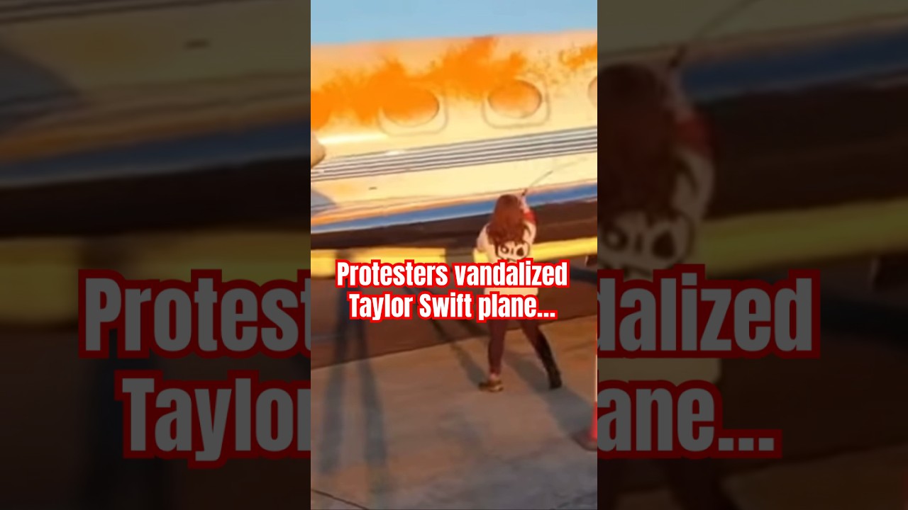 Taylor Swift&rsquo;s plane vandalized by protesters&hellip; But They got the wrong plane #shorts #taylorswift