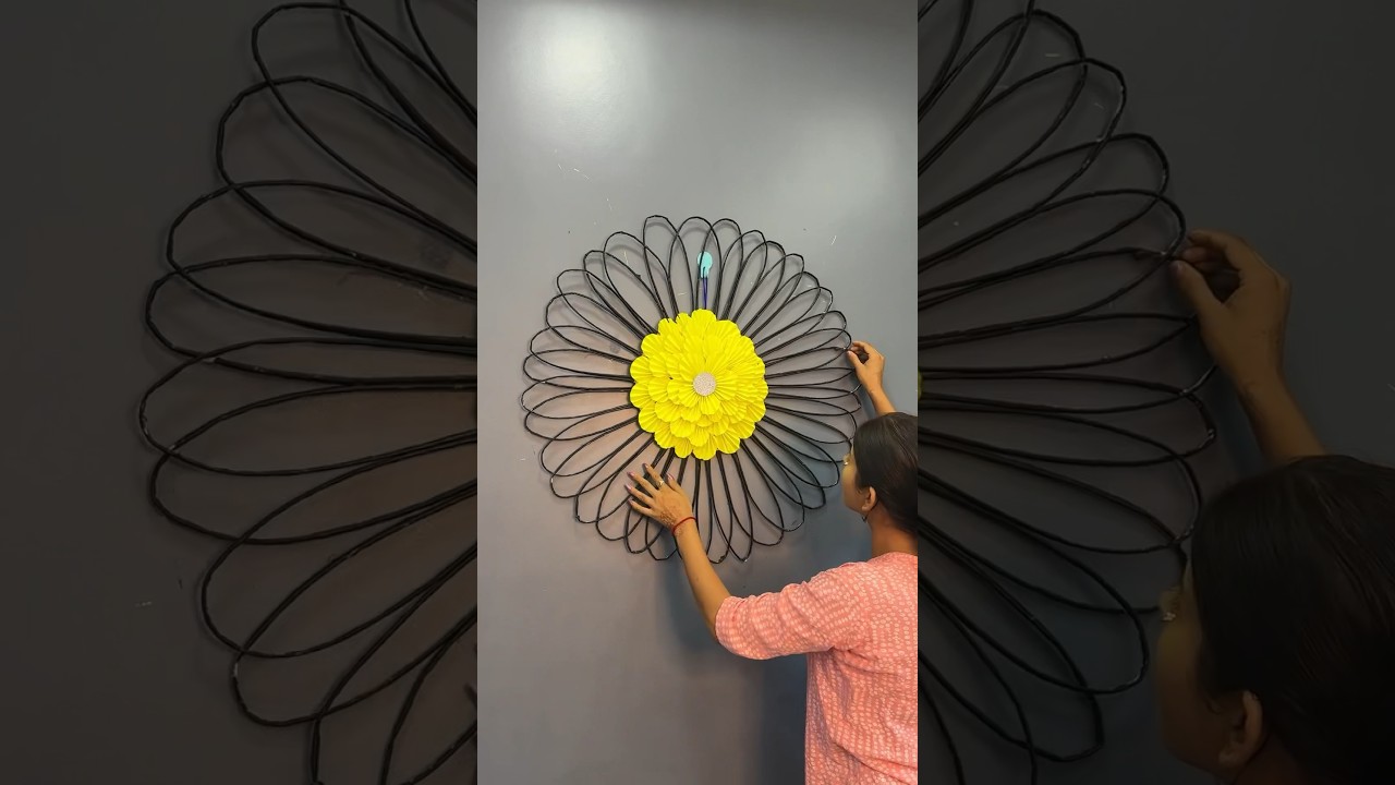 Reusing old newspaper for wall decor 💫 #shorts #youtubeshorts #viral #diy #crafts #papercrafts #fun