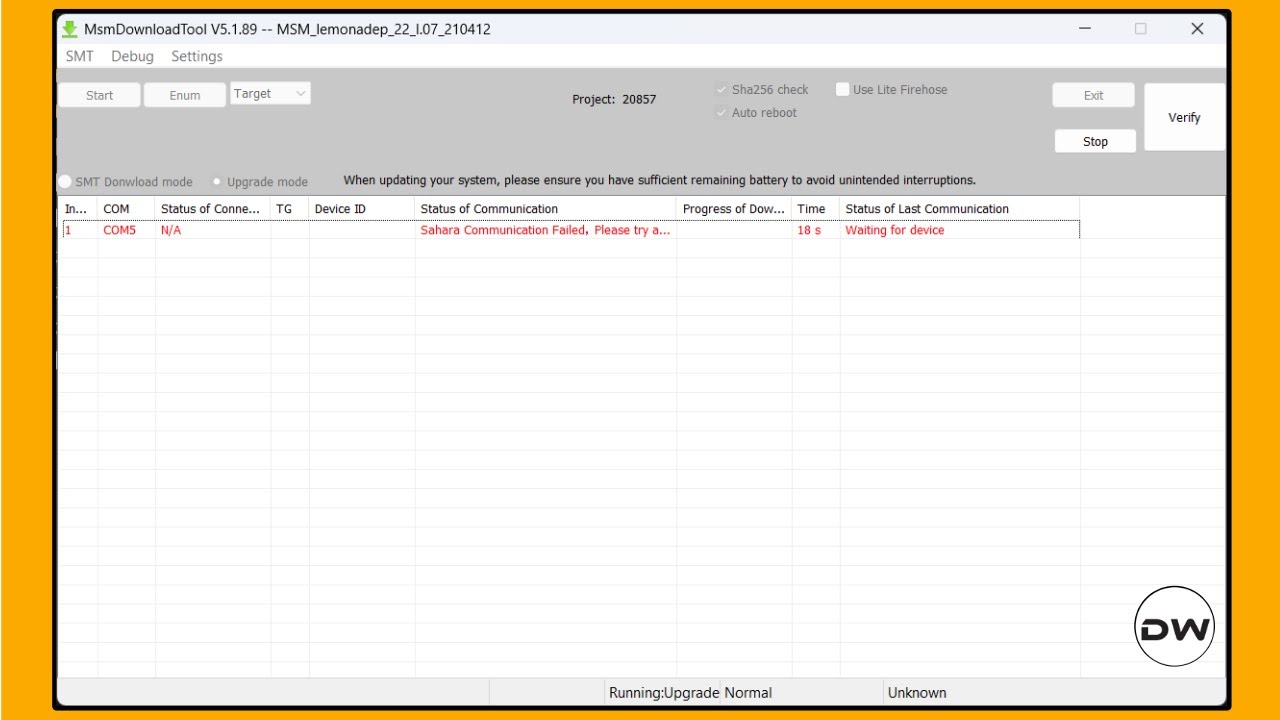 How to Fix Sahara Communication Failed Error in MSM Download Tool