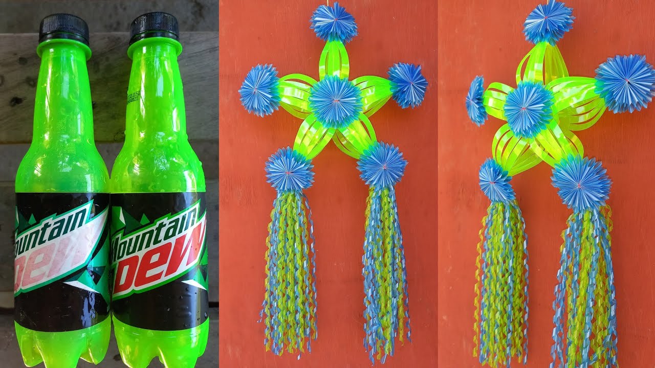 RECYCLED PLASTIC BOTTLE(MOUNTAIN DEW) AND DRINKING STRAW INTO CHRISTMAS LANTERN PAROL EASY TO DO DIY
