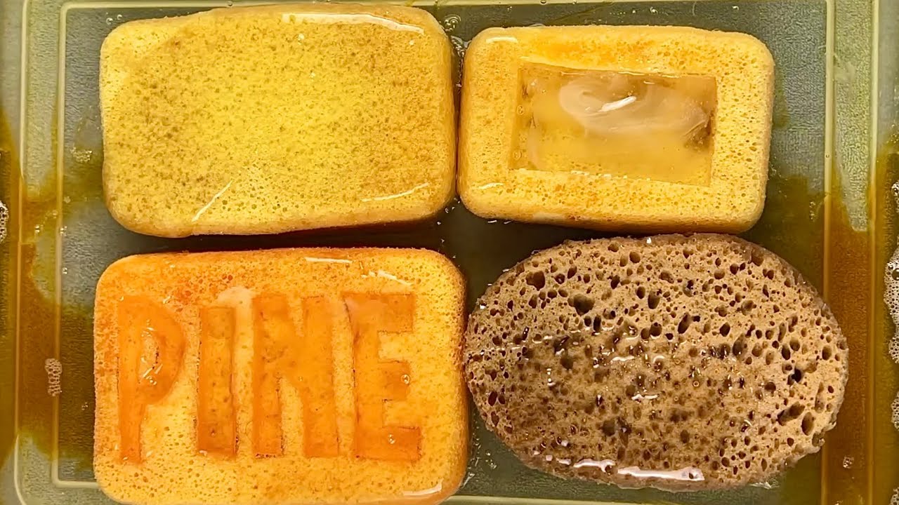 Pine O Pine & Murphys Oil & Lemon Soft Scrub 🌲 🍋 🧽🫧☁️ ASMR SPONGE SQUEEZE