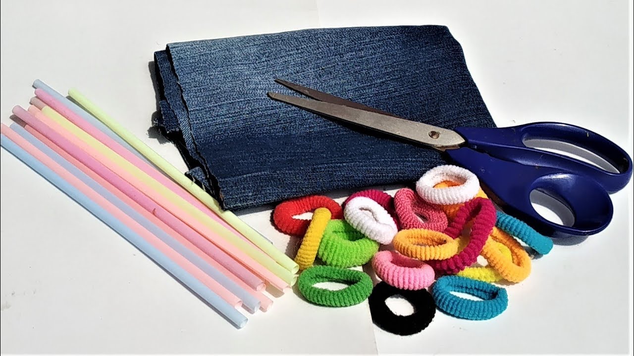 3 EASY DIY HAIR ACCESSORIES MAKING IDEAS | OLD JEANS REUSE IDEAS