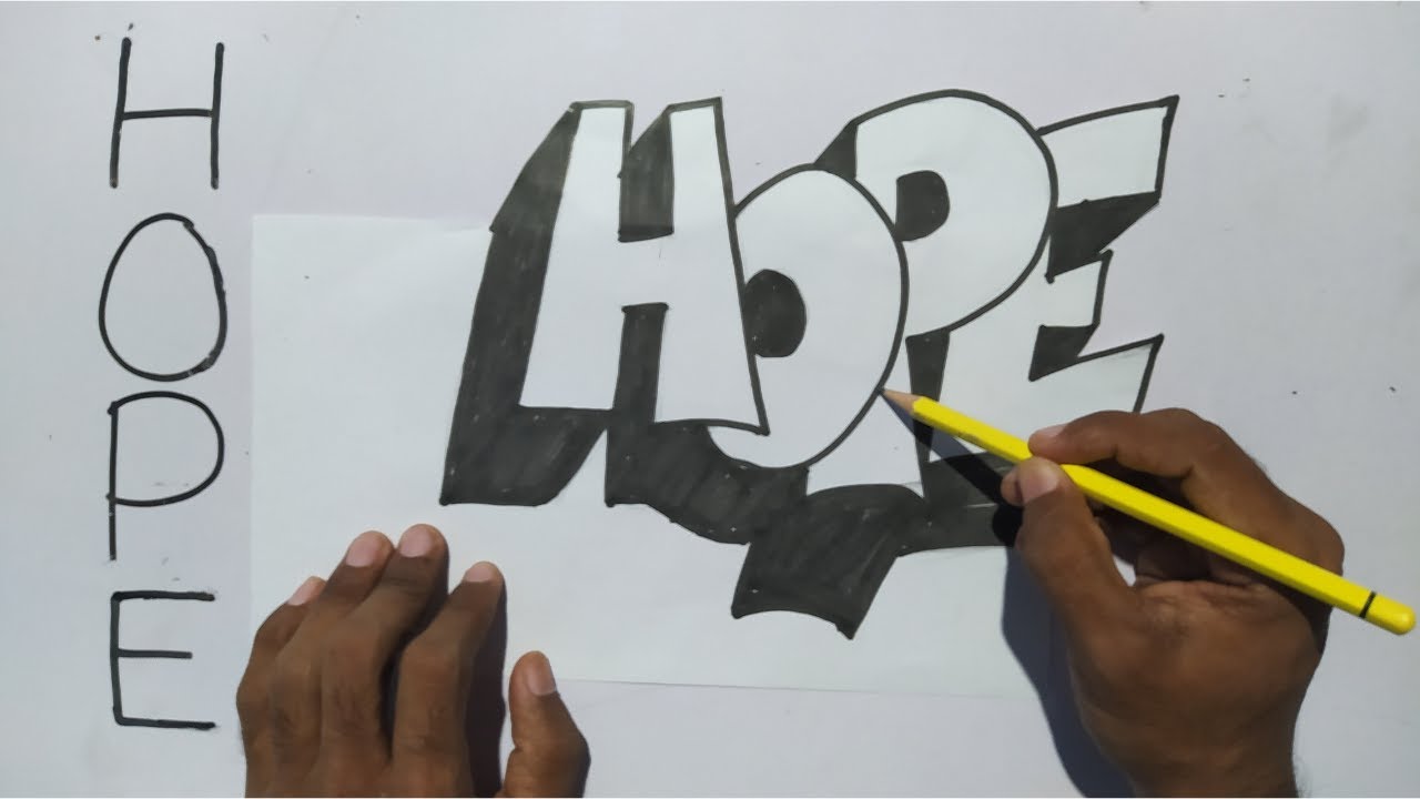How to draw Hope in 3D 2021 | Line illusion drawing |  Easy 3D drawing on  Graph paper