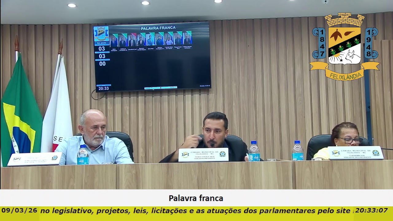 Reunião Ordinária (09/03/2026) Câmara Municipal de Felixlandia