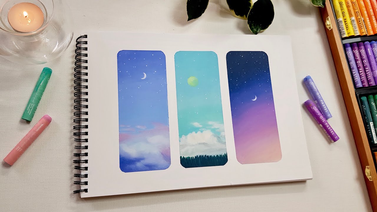 오일파스텔 기초 초보 하늘 풍경화 그리기 / Oil pastel drawing Sky landscape
