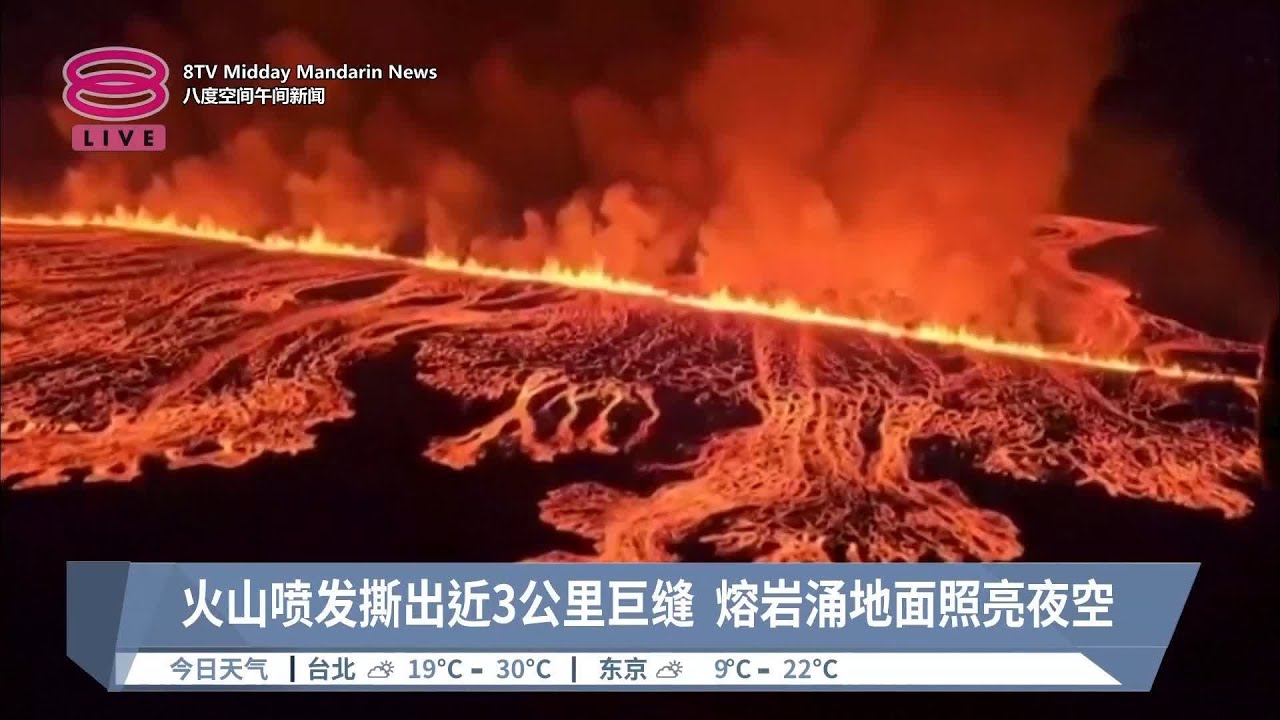 冰岛火山3个月内4度喷发  蓝泻湖景区与小镇急撤【2024.03.17 八度空间午间新闻】
