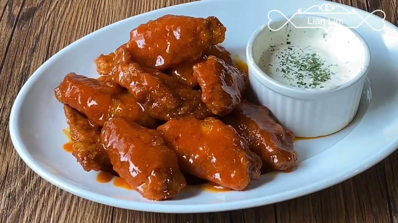 BUFFALO CHICKEN WINGS with DIPPING SAUCE [ EASY RECIPE ]