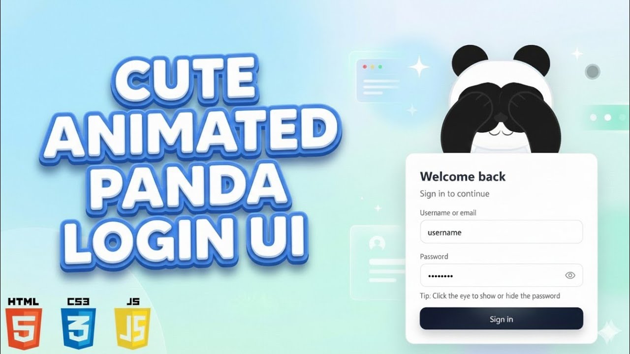 Create a Cute Animated Panda Login UI with HTML, CSS & JS | Full Step-by-Step Tutorial