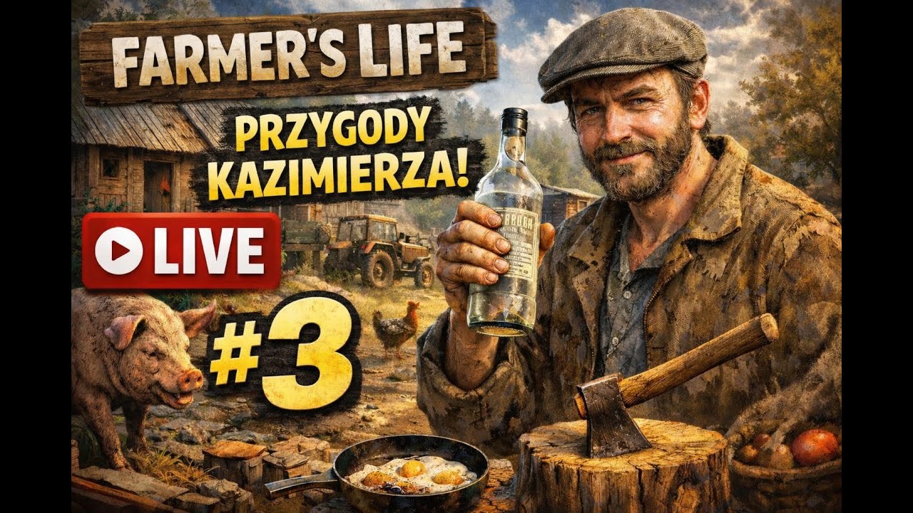 ŻYCIE KAZIMIERZA #3 🍺🚜 | Farmer’s Life LIVE – Wieś, alkohol i walka o przetrwanie