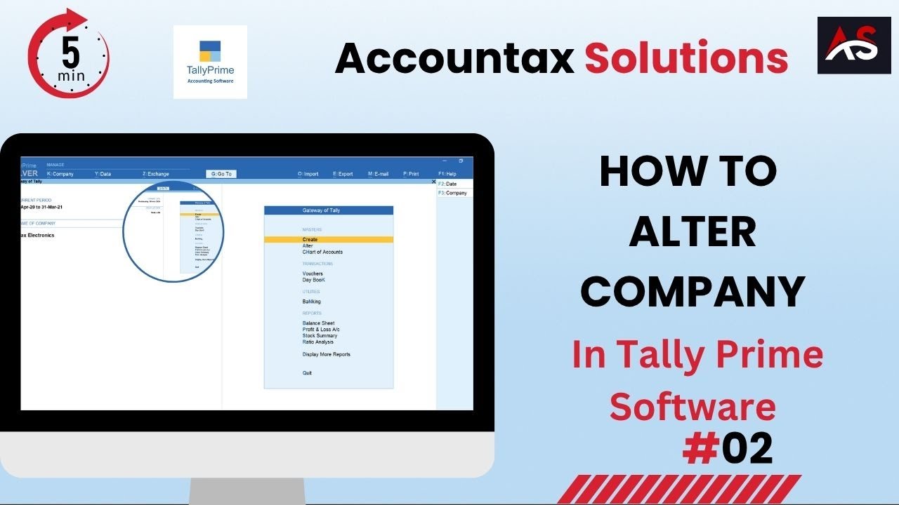 Tally Prime में Company को Alter कैसे करें | How to Edit Company in Tally Prime