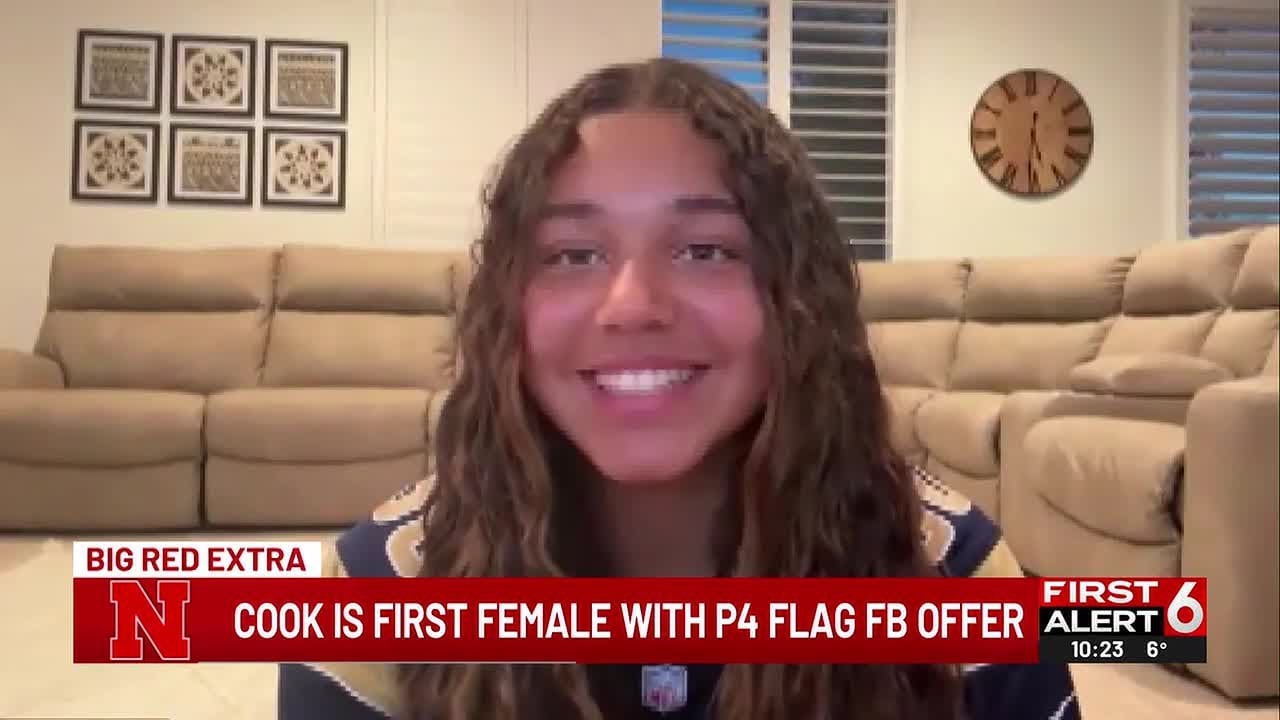 Makena Cook reacts to Nebraska flag football offer