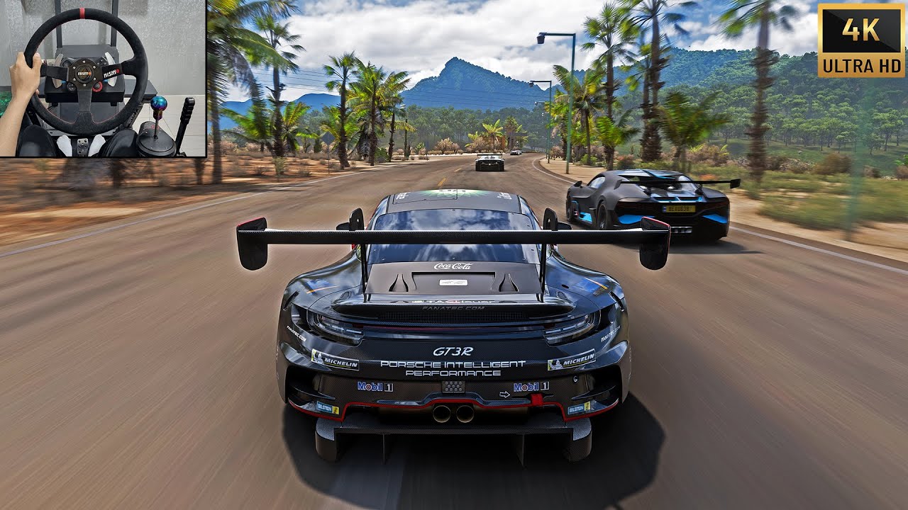 1200HP Porsche 911 GT3 R Goliath Race - Forza Horizon 5 Steering Wheel Gameplay