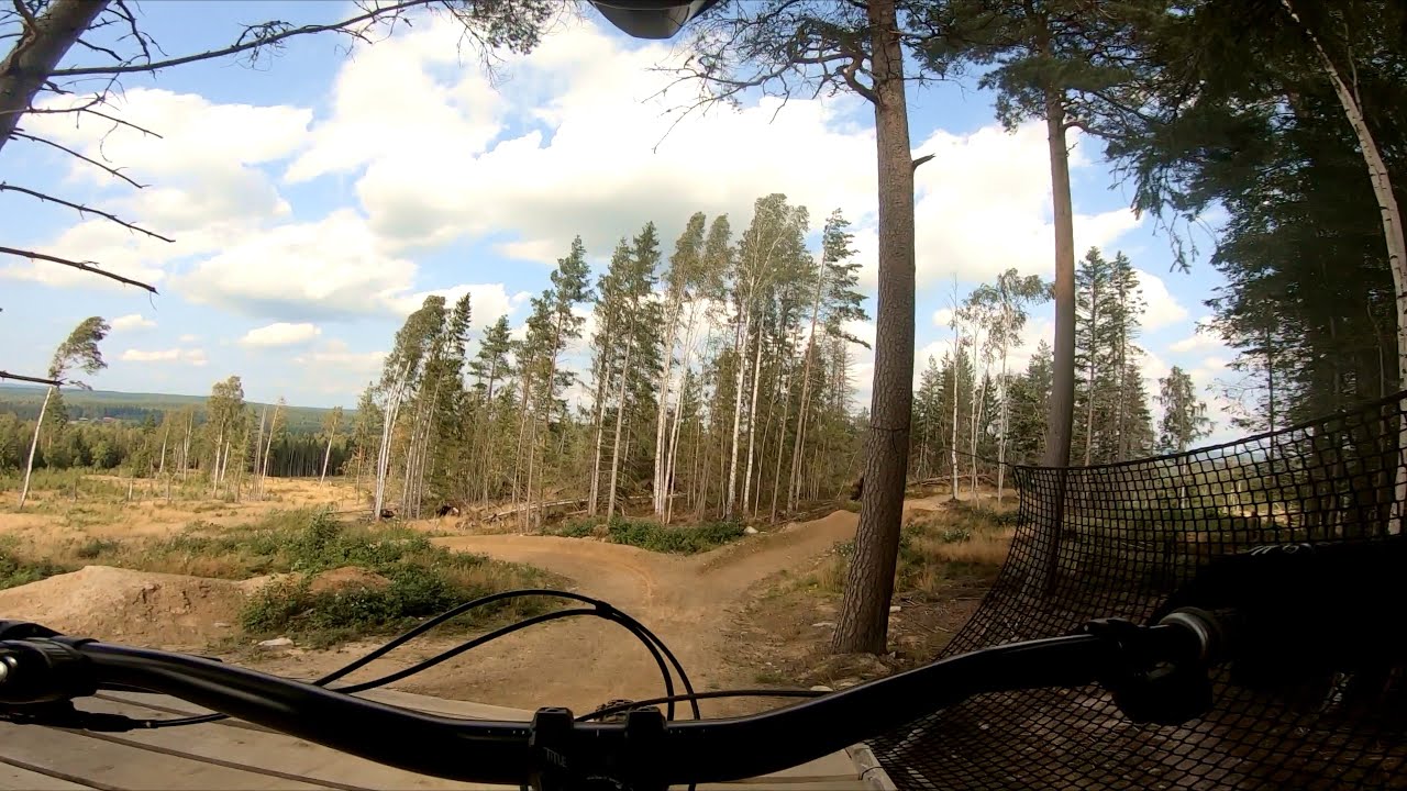 Checking out the trails at Kottaberget Bike Arena