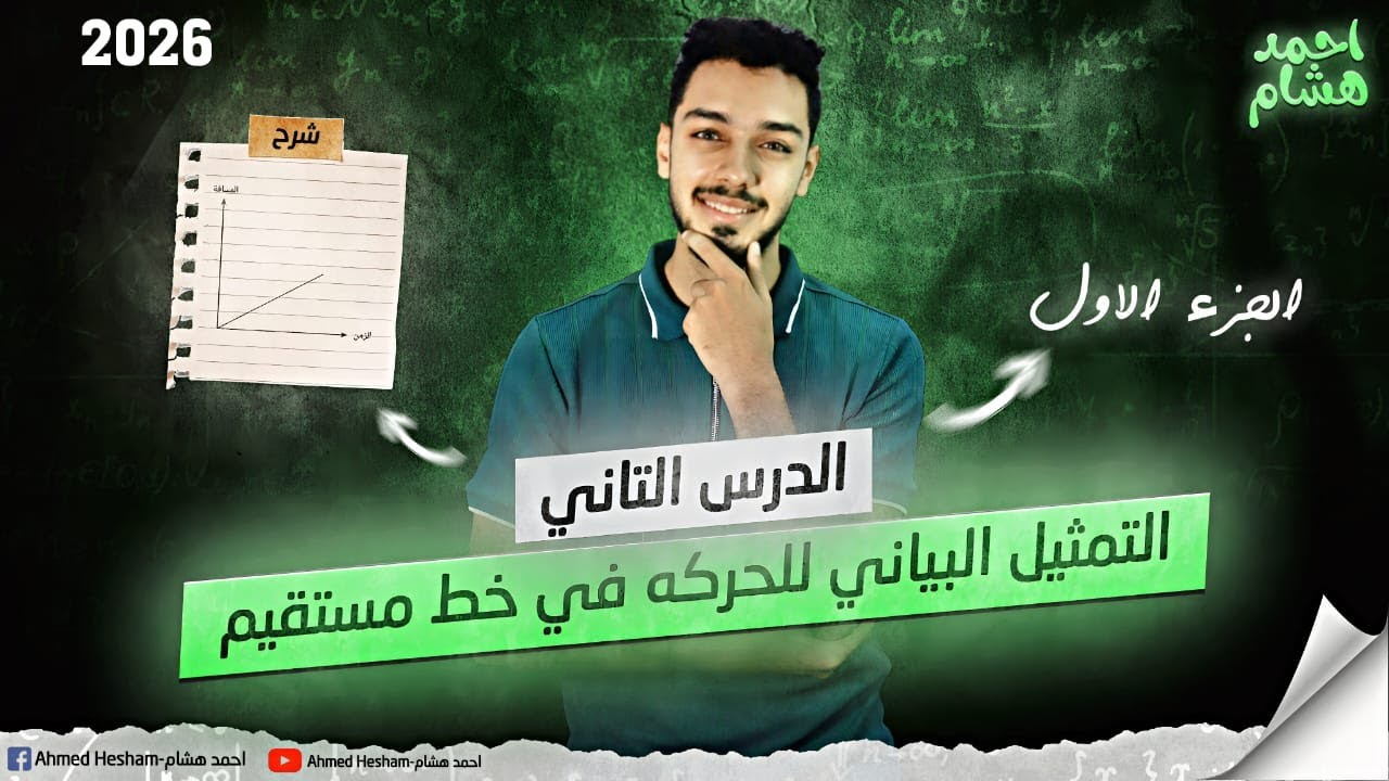 التمثيل البياني للحركة في خط مستقيم | الدرس الثاني | الصف الثالث الإعدادي | مستر احمد هشام | 2026