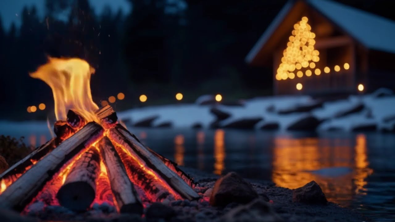 🔥 Cozy Winter Night by the River – Relaxing Campfire Sounds for Effortless Sleep.
