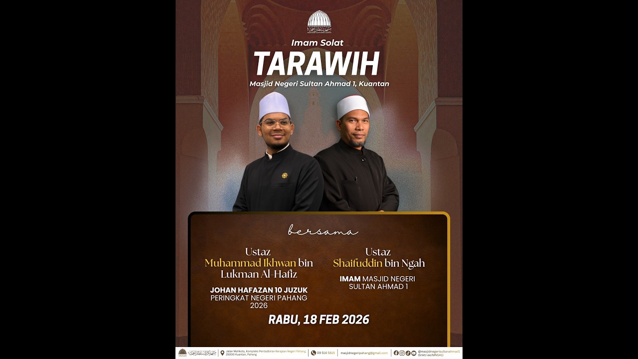 Solat Sunat Tarawih 1 Ramadan 1447H