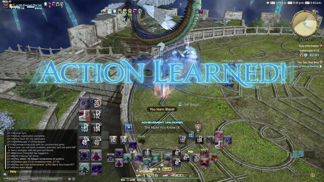 [Blue Mage Spells] Final Fantasy XIV: Blaze - SYNCED Deltascape V1.0 BLU Solo with Level 80 Spells