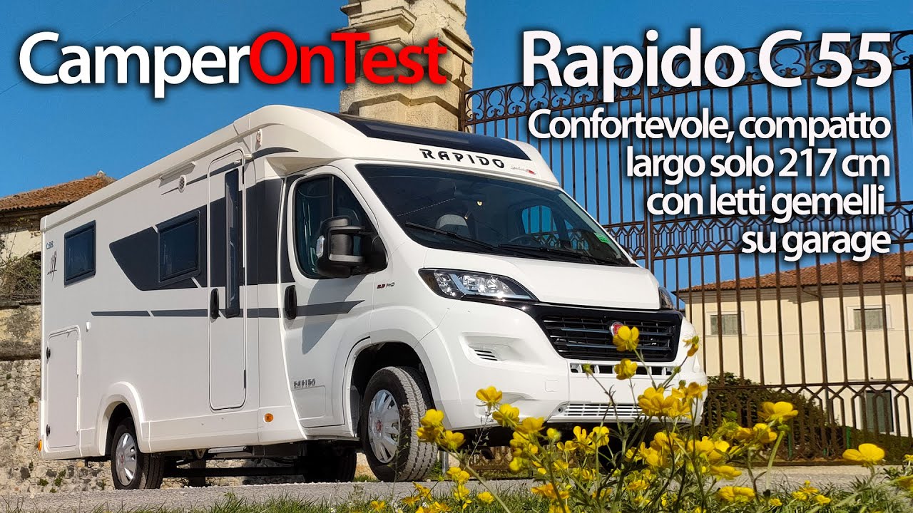 Rapido C55: semintegrale confortevole e compatto, largo solo 217 cm, con letti gemelli su garage