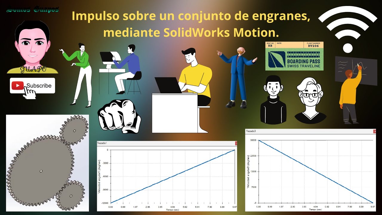Impulso sobre un conjunto de engranes, mediante SolidWorks Motion