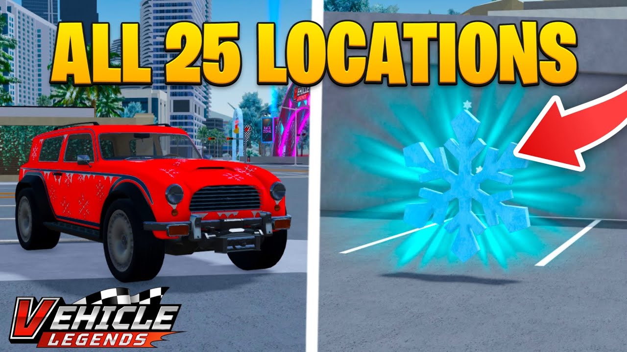 *ВСЕ 25 МЕСТ РАСПОЛОЖЕНИЯ СНЕЖИНОК* в Vehicle Legends Roblox! (2026)