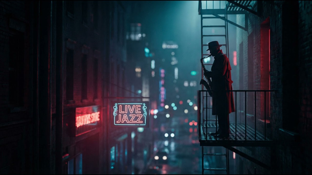 Neon Nights - 3 Hours of Moody Urban Jazz Saxophone for Late Night Focus & Reflection