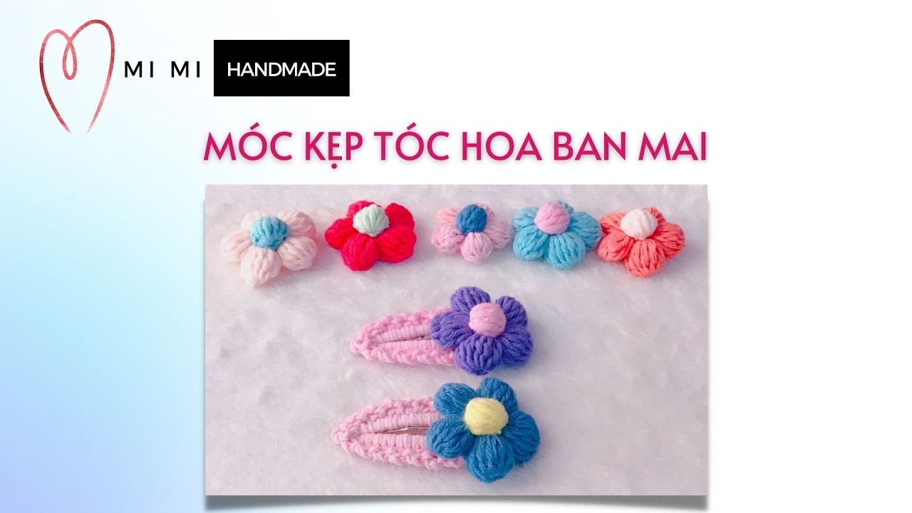 Móc Kẹp Tóc Hoa Ban Mai Đơn Giản & Dễ Làm 🌸 | Easy Crochet Hair Clip | Mimi Handmade