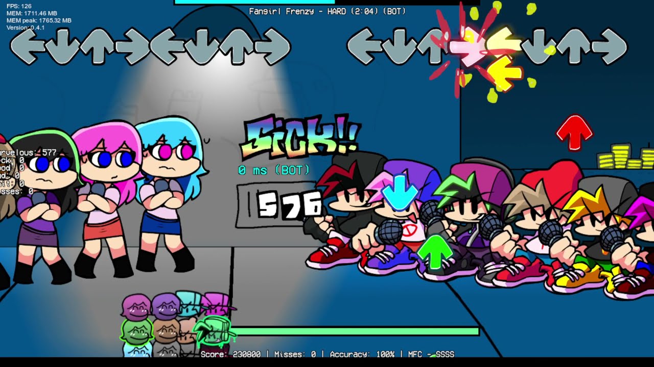 Friday Night Funkin' - 6 BF VS 6 Sky - Fangirl Frenzy [FnF Mods]