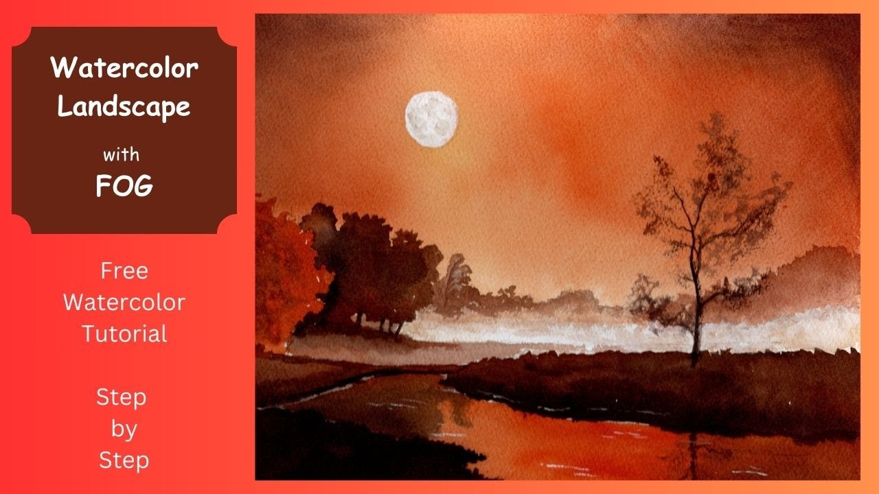 Foggy Landscape in Watercolor - How to Paint Smooth Washes Step by Step
