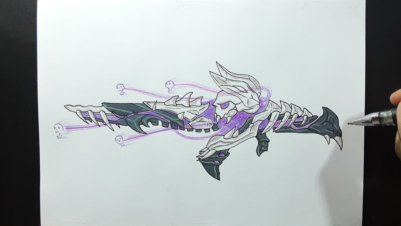 vẽ Evo An94 skin Free Fire | How to draw Evo An94 Evil Howler