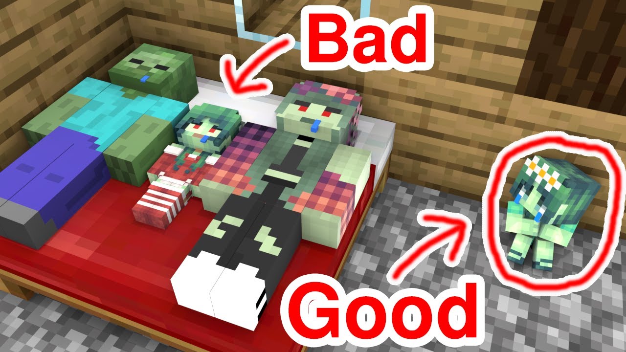 Good Baby Zombie Girl and Bad Baby Zombie Girl - Sad Story - Minecraft Animation
