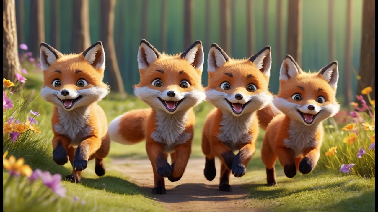 Fünf Fuchswelpen jagen sich | Lustiges Kinderlied & Fuchs-Abenteuer