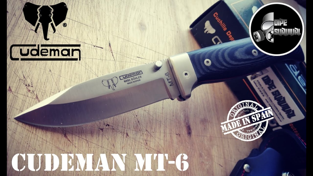 🔪✅NAVAJA CUDEMAN MT-6 MICARTA NEGRA CON FUNDA DE CUERO✅🔪