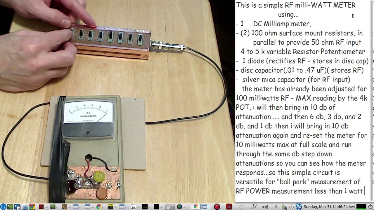 HAM RADIO - simple homebrew 50 ohm load - RF milliwatt Meter - LIVE DEMO