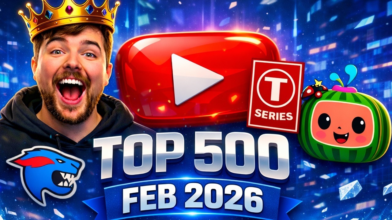 Top 500 Most Subscribed Channels Feb 2026 *According To AlienArt*