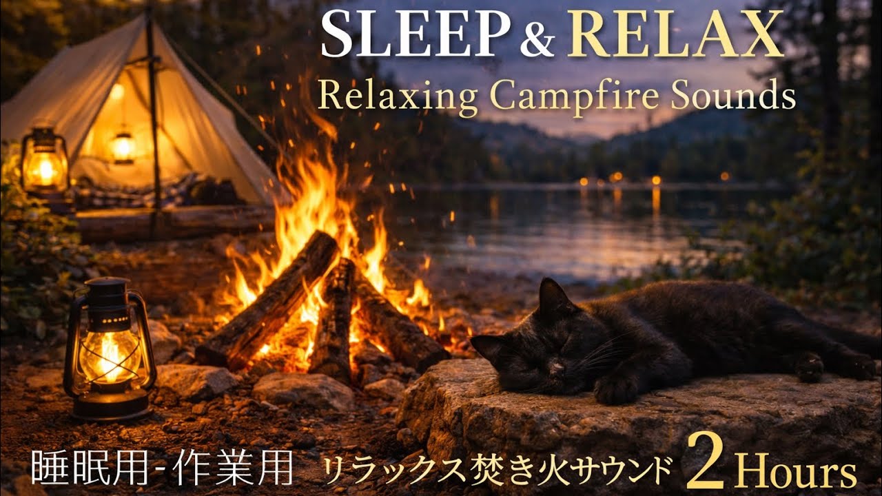 Sleep & Study Campfire Sound 🔥 Relaxing Campfire Ambience | 2 Hours | 睡眠・作業用 焚き火サウンド