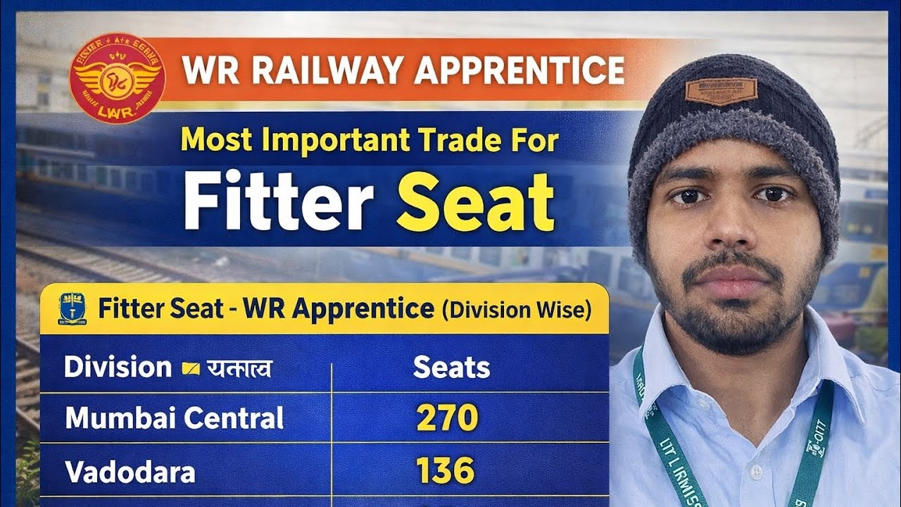 Western Railway Apprentice | Fitter Seat 🔥 Mumbai Central vs Vadodara vs Ratlam | sabse jada seat