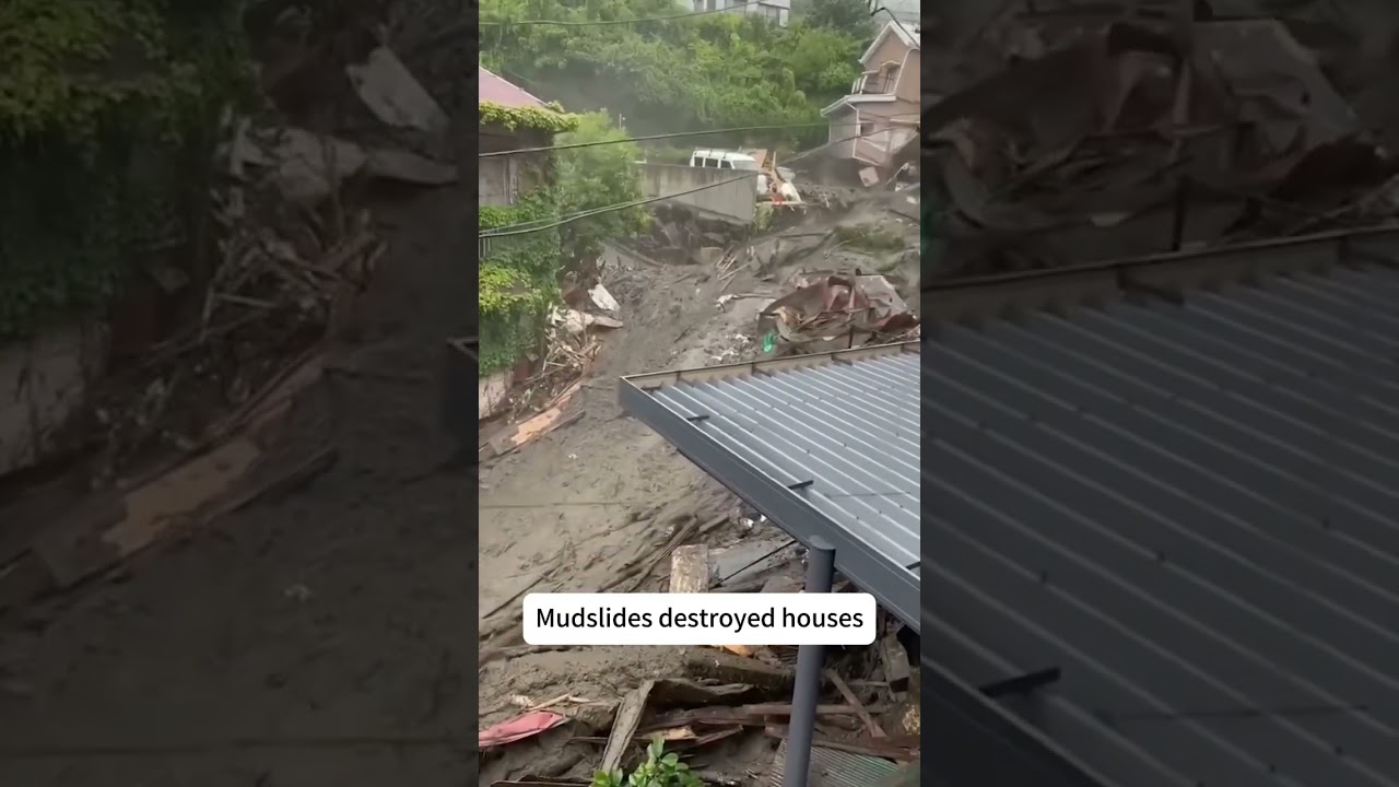 The debris flow disaster recorded by the camera#weather #disaster  #mudslide#usa #viral