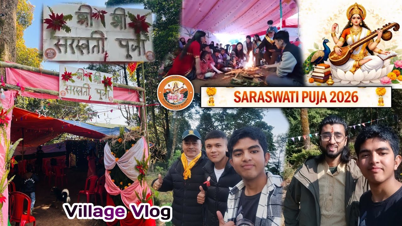 Saraswati Puja Vlog | From Preparation to Celebration Puja 💖 Khundrukey Busty - Kurseong Darjeeling