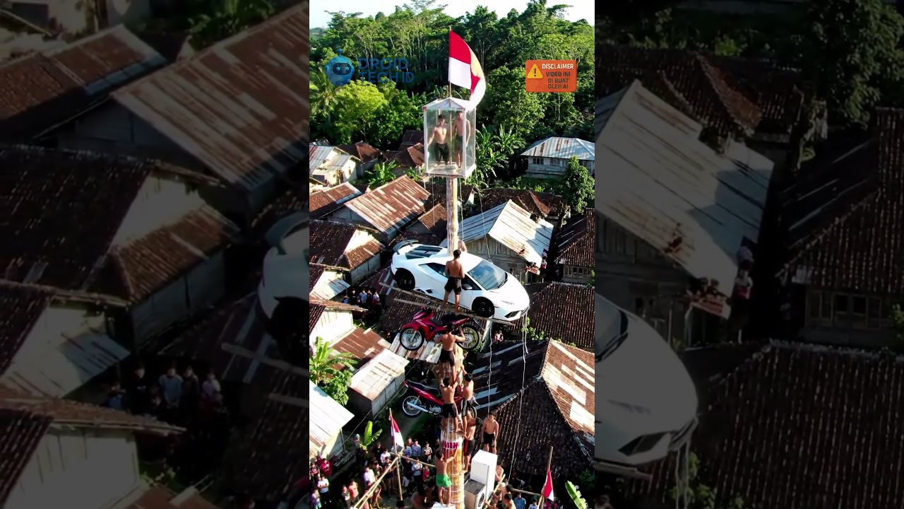Viral!! Panjat Pinang Hadiah Mobil Lamborgini