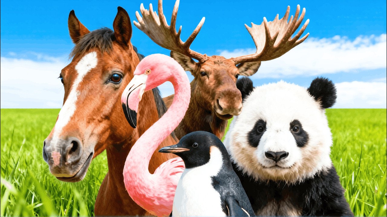 Relaxing Walk Through Animal Kingdom: Horse, Flamingo, Panda, Moose, Penguin – Hewan Animal Video
